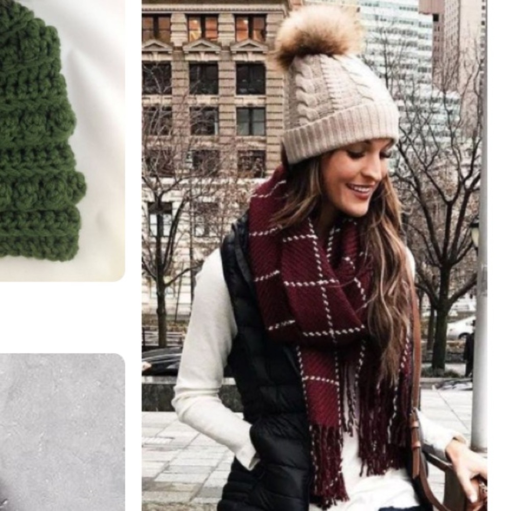 Wool real fur pom Pom beanie winter hat